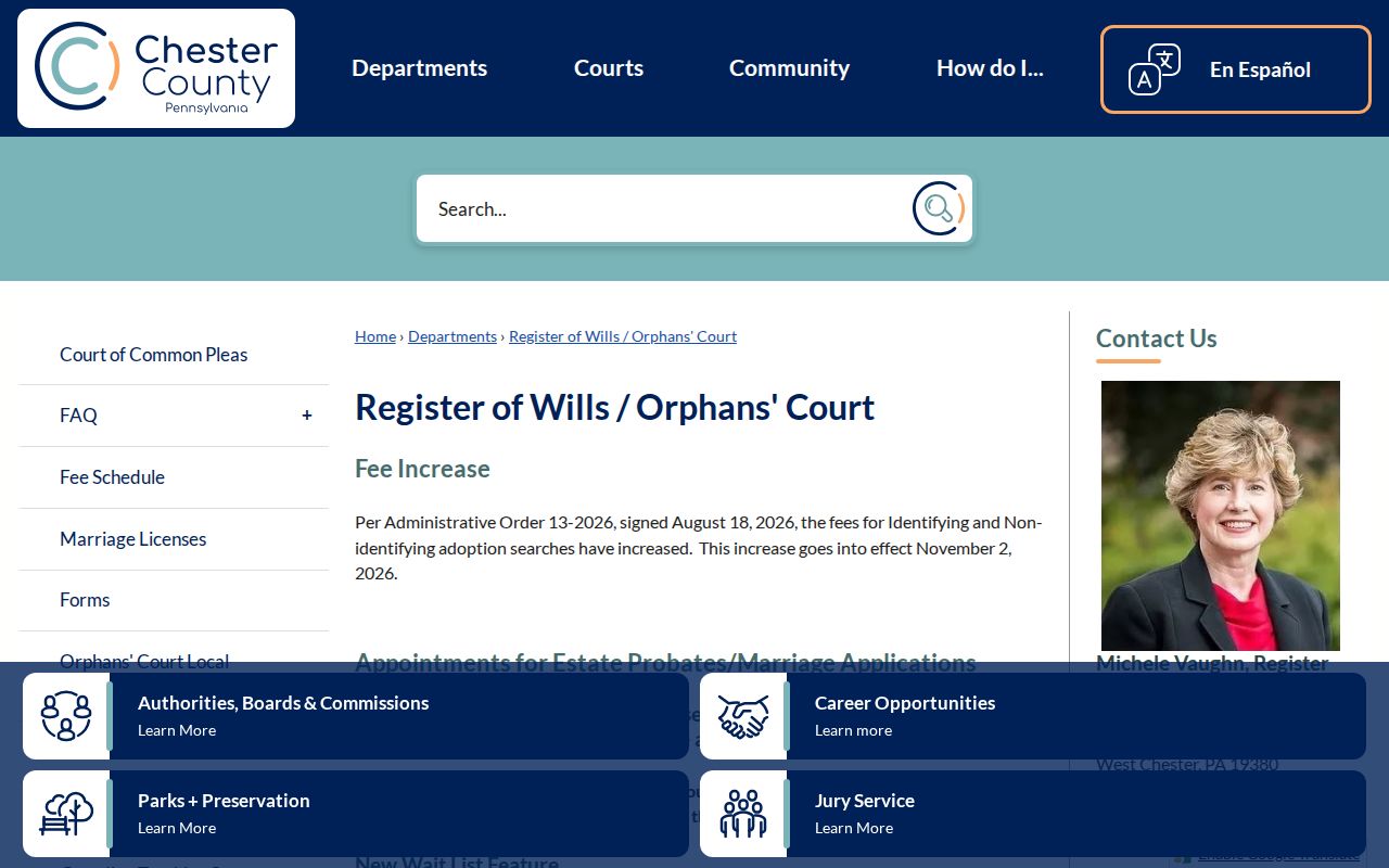 West Goshen Township resident lookup with Chester County Register of Wills records
